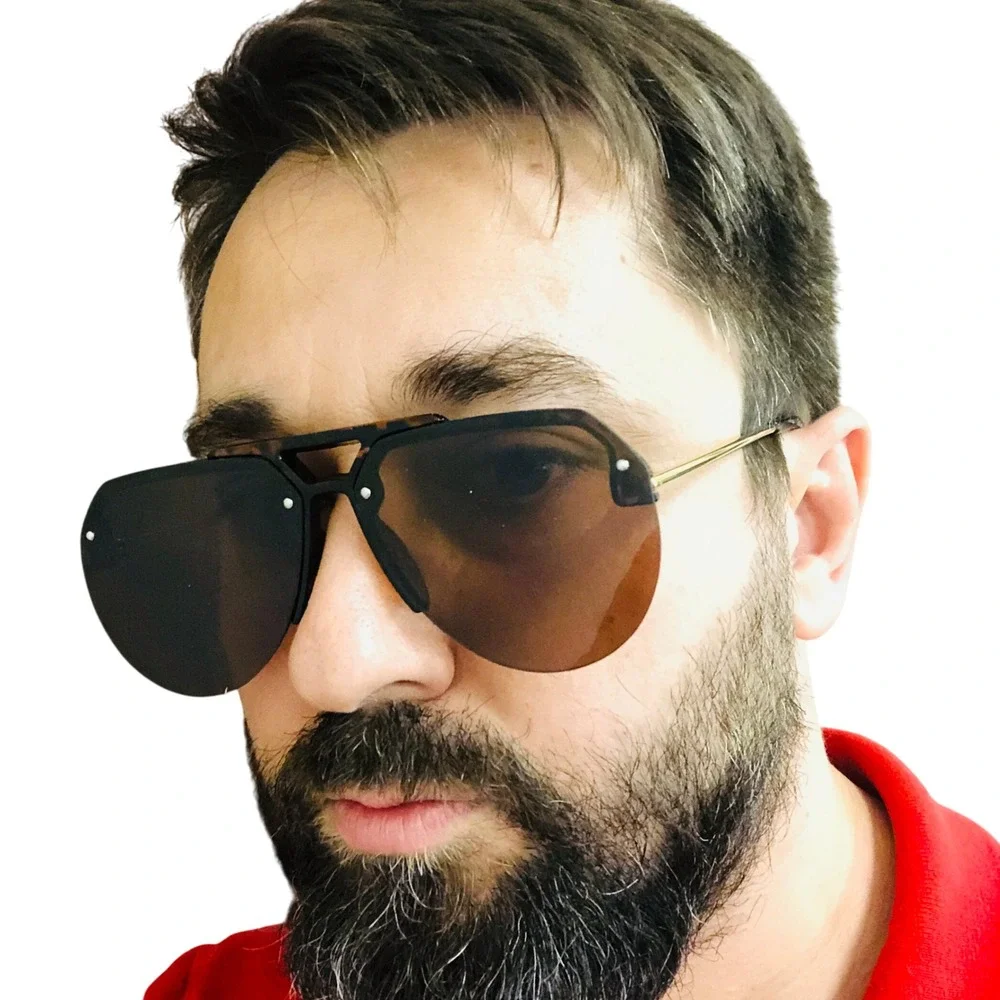 Sunglasses Men Fashion Rimless Driving Shades Pilot Style Classic UV‎ Protection